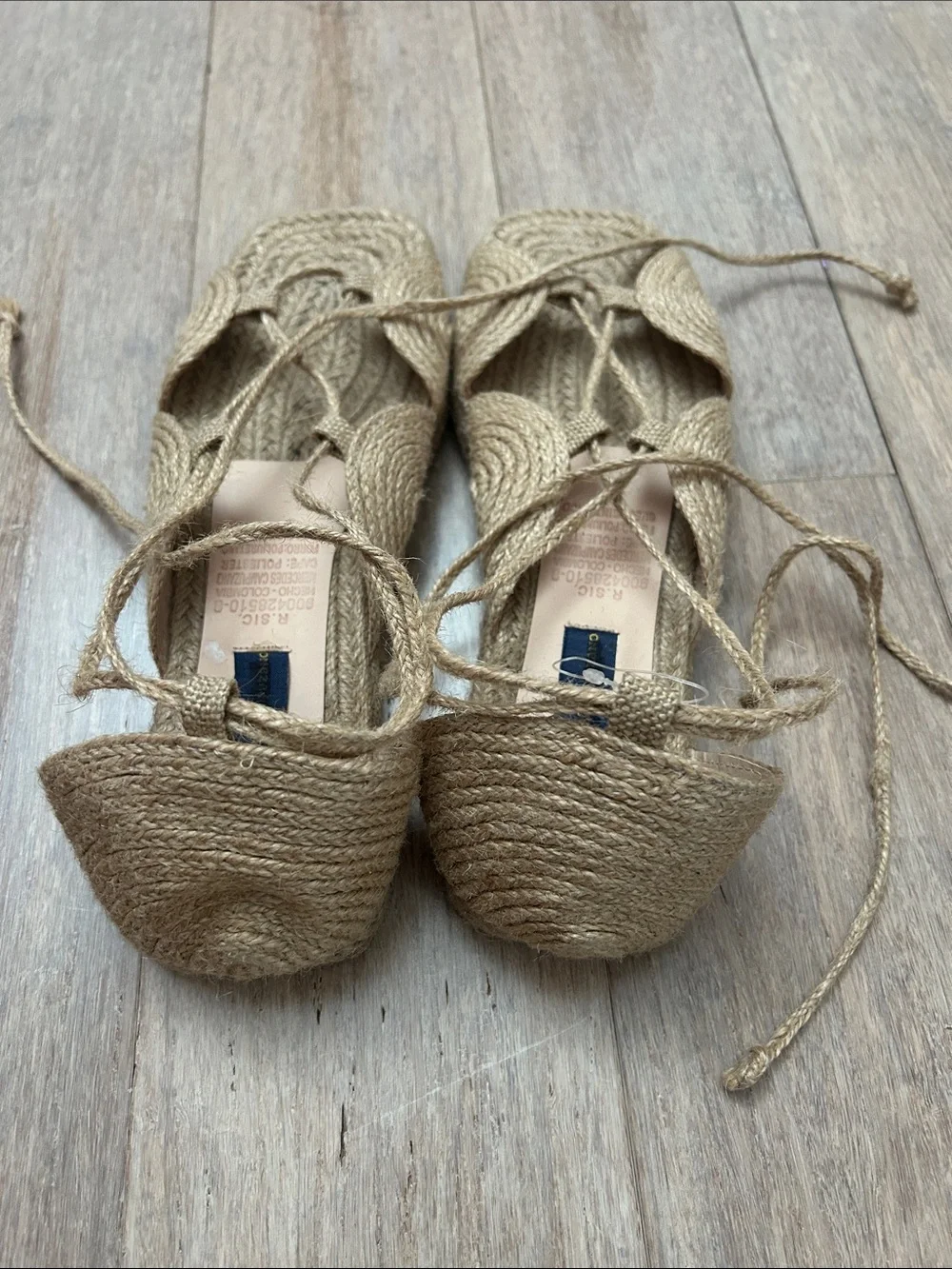 Mercedes Campuzano Women’s Natural Braided Espadrille Sandals - Lace-Up size 10
